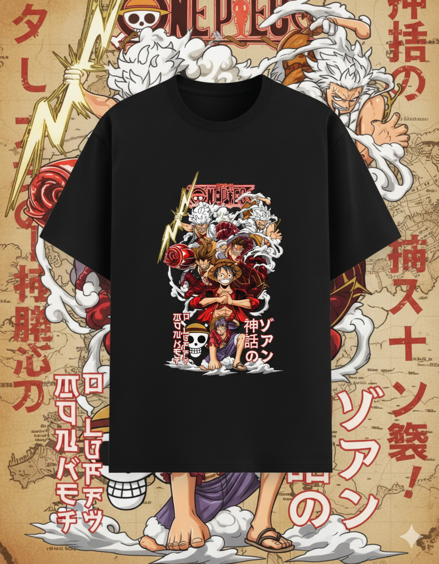 Luffy All Gears | One Piece | Anime Collection | Casual Elegance | Unisex Tee